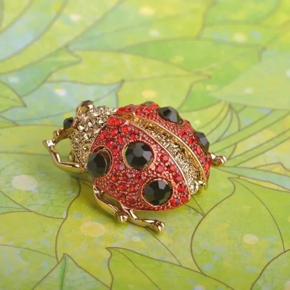 VQ Rhinestones Ladybug Brooch - Picture 2 of 7